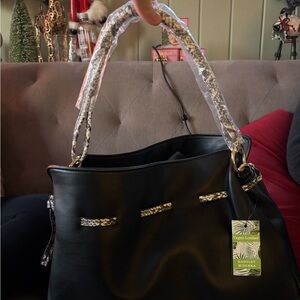 Mishka Black and Snake Shoulder Bag